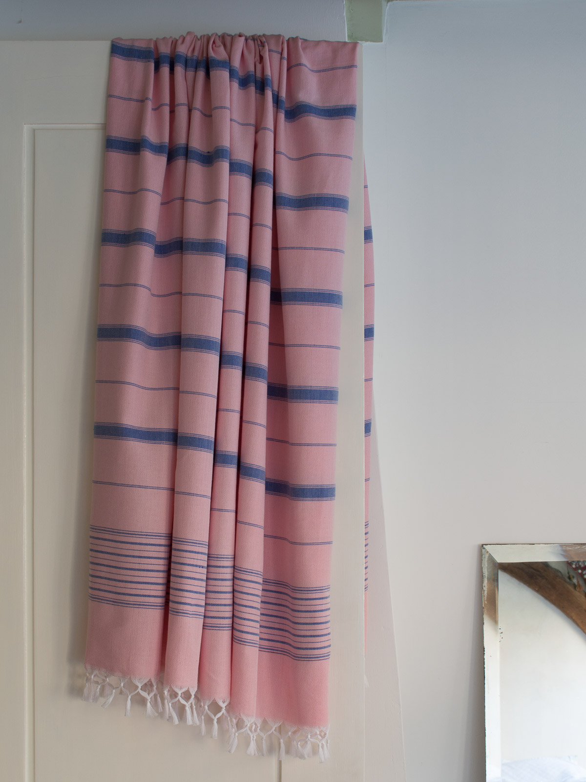 Asciugamano hammam XL rosa cipria/blu parlamento 220x160cm